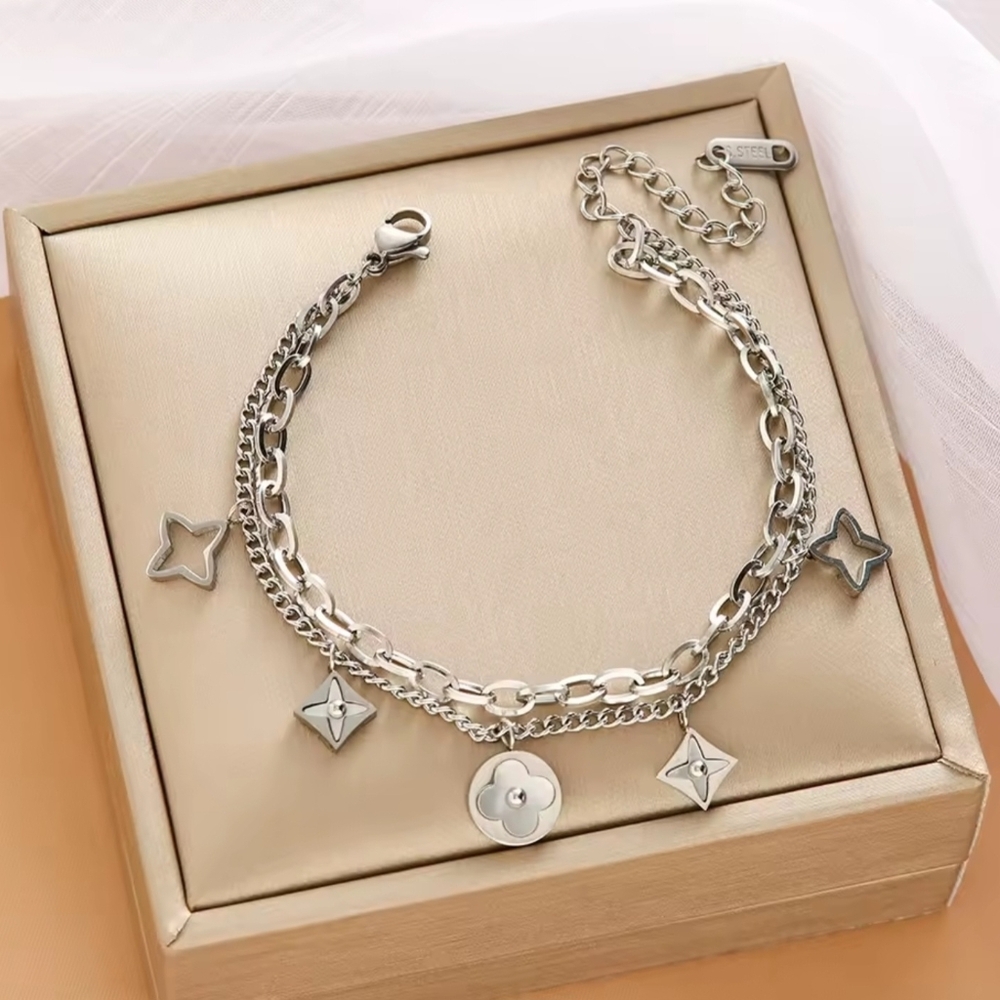 Monogram Bracelet in Titanium Steel